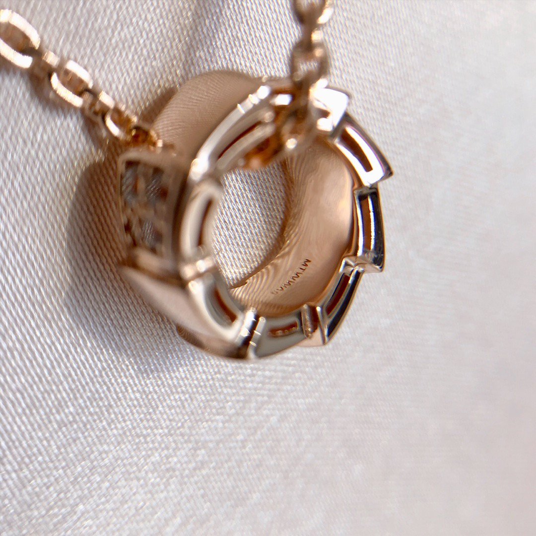 [GALE]SERPENTI PEDANT DIAMOND PINK GOLD NECKLACE