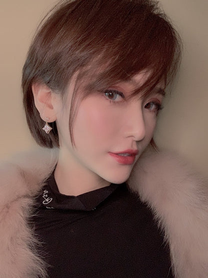 [GALE] DOPPELTE STERNE, ROSA GOLDENE MOP-OHRRINGE