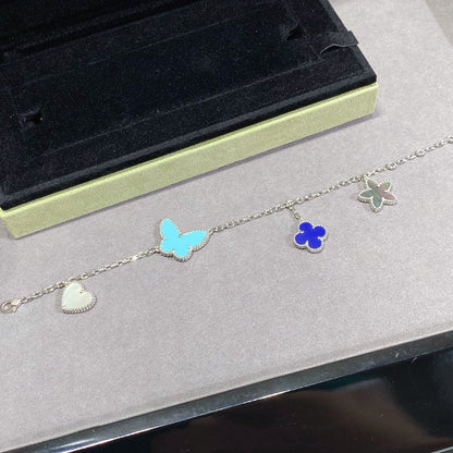 [GALE] GLÜCKSFRÜHLINGS-SILBERARMBAND MIT 4 MOTIVEN