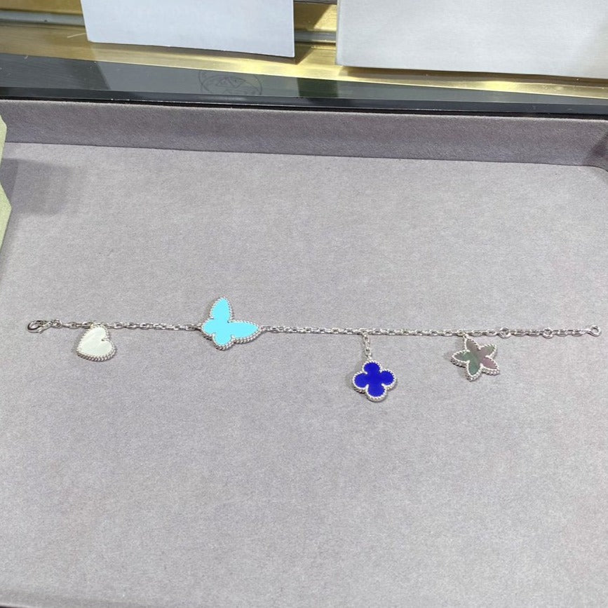 [GALE] GLÜCKSFRÜHLINGS-SILBERARMBAND MIT 4 MOTIVEN