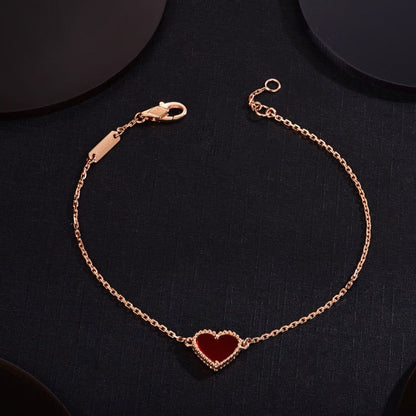 [GALE]HERZ ARMBAND IN KARNELI-ROSA-GOLD 