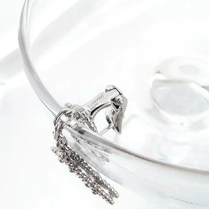 [GALE] Ohrringe mit Kleeblattmotiven, Diamant und Onyx, Silber