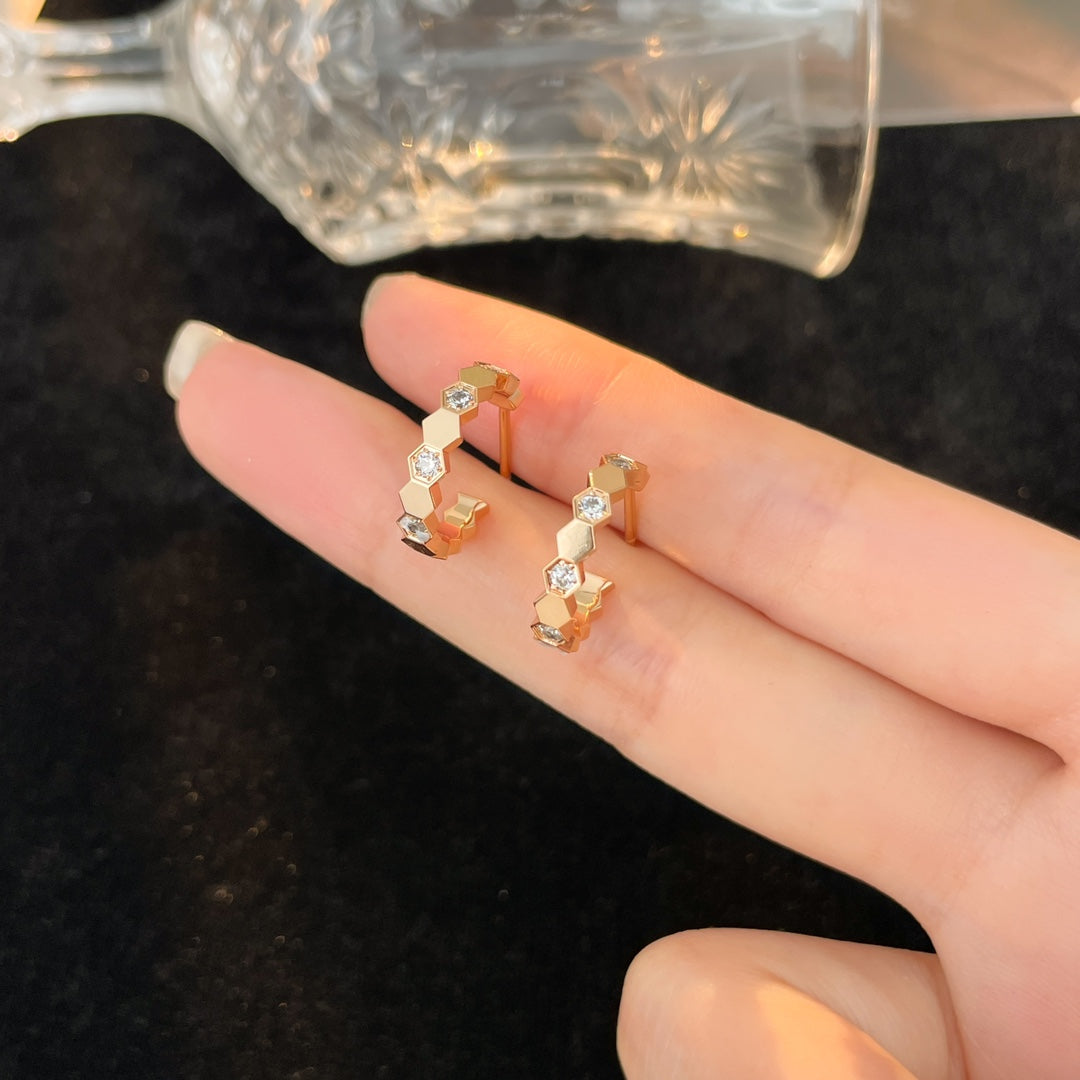 [GALE]BEE LOVE DIAMOND HOOP EARRINGS