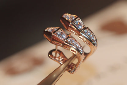 [GALE]SERPENT PINK GOLD DIAMOND EARRINGS