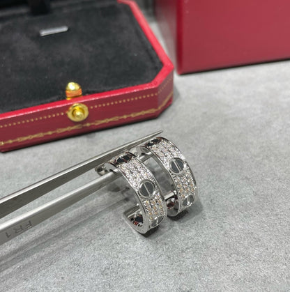 [GALE]ラブ セラミック ダイヤモンド パヴェ シルバー イヤリング