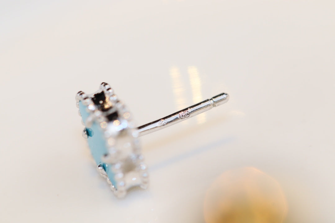 [GALE]CLOVER MINI TÜRKIS SILBERNE OHRSTÖPFE