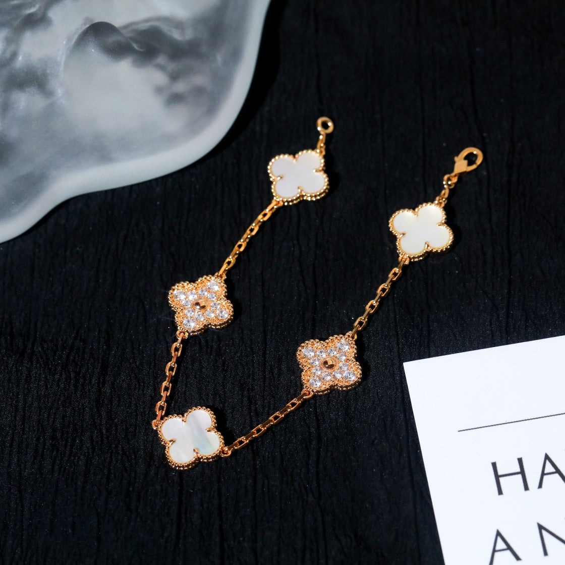 [GALE]KLEBERARMBAND 5-MOTIF WEISSER MOP-DIAMANT 