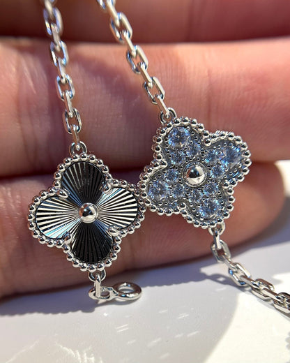 [GALE]クローバー 5モチーフ シルバー ダイヤモンド ブレスレット