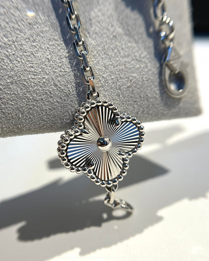 [GALE]クローバー 5モチーフ シルバー ダイヤモンド ブレスレット