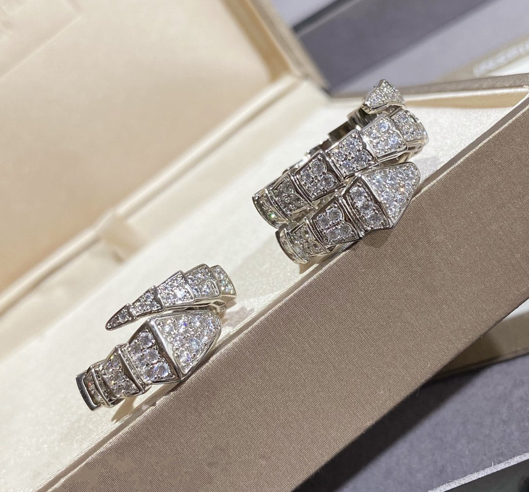 [GALE]SERPENTI LARGE RING SILVER DIAMOND PAVED