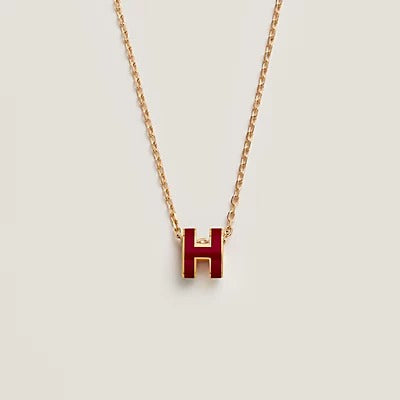 [GALE]HM CLIC RED ENAMEL GOLD NECKLACE