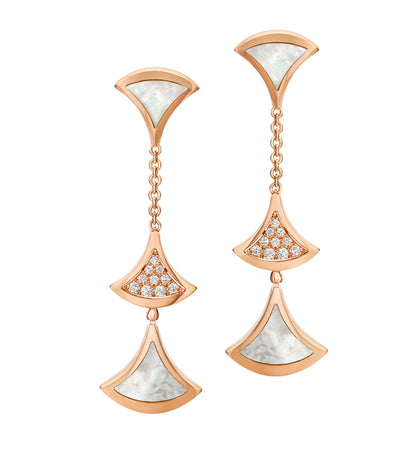 [GALE]DREAM EARRINGS 3 MOTIFS DIAMOND MOP PINK GOLD