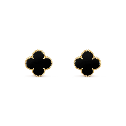 [GALE]CLOVER MEDIUM 1 MOTIFS  ONYX STUD EARRINGS