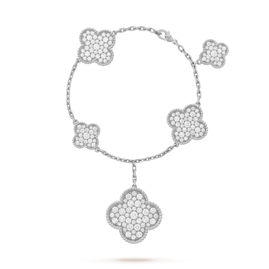 [GALE]CLOVER 6 MOTIVES SILBERNES DIAMANT-ARMBAND