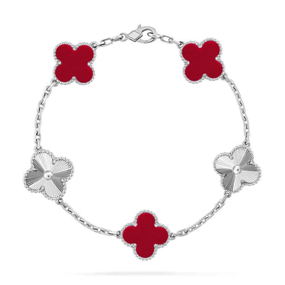 [GALE] CLOVER 5 MOTIF RED CORNELIAN BRACELET COLLECTION