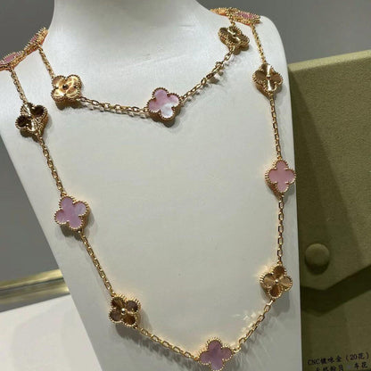[GALE]CLOVER 20 MOTIFS LASER PINK MOP NECKLACE