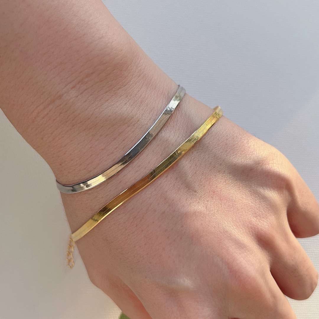 [GALE]Flache Schlangenknochen-Kettenklingen-Halskette