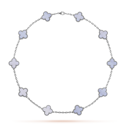 [GALE]CLOVER 10 MOTIFS BLUE CHALCEDONY NECKLACE