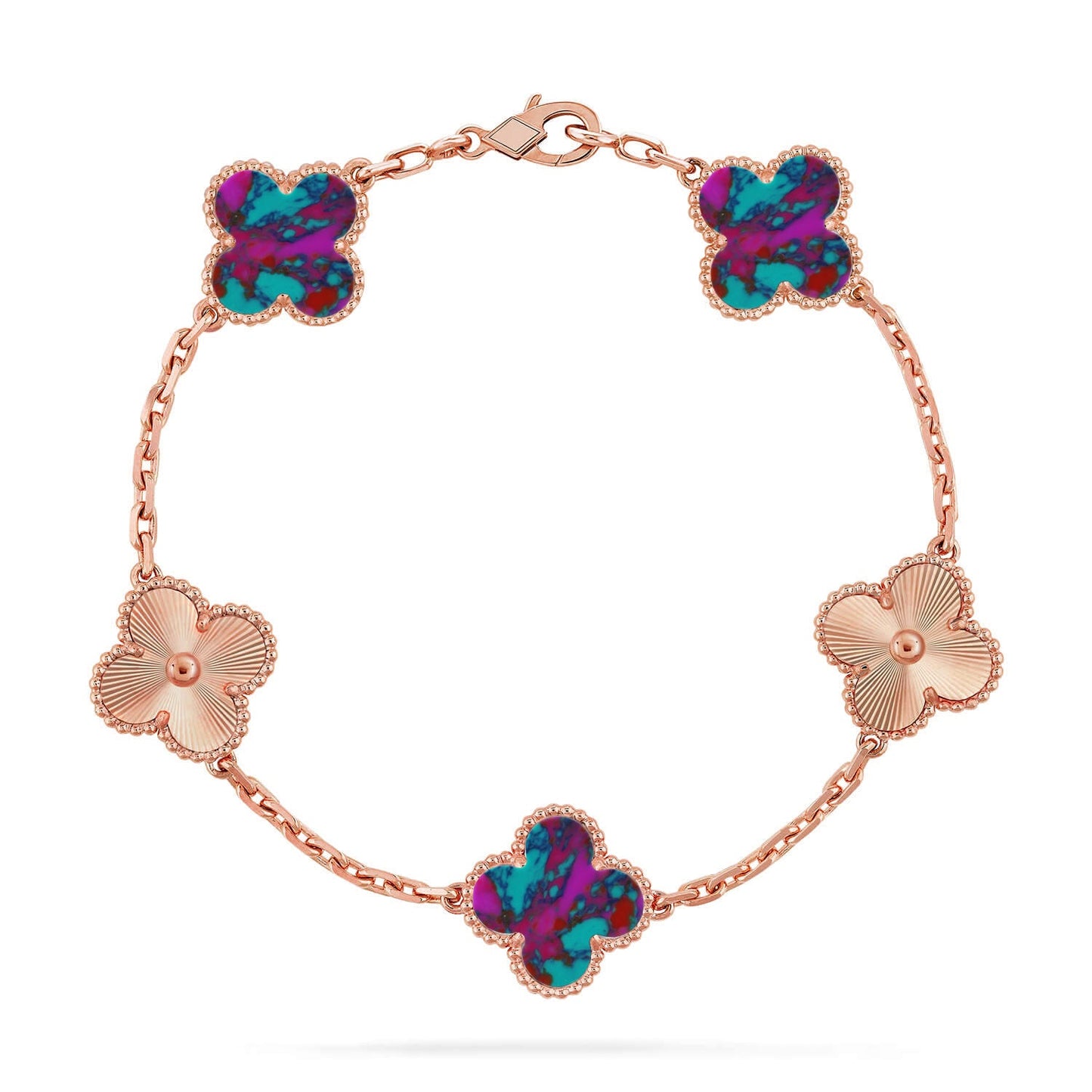 [GALE]CLOVER 5 MOTIF COLOR GEMSTONES BRACELET COLLECTION