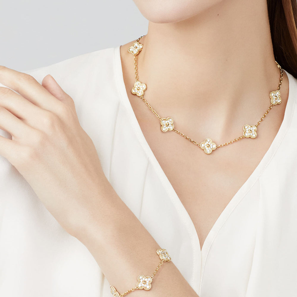 [GALE]CLOVER 10 MOTIFS DIAMOND NECKLACE