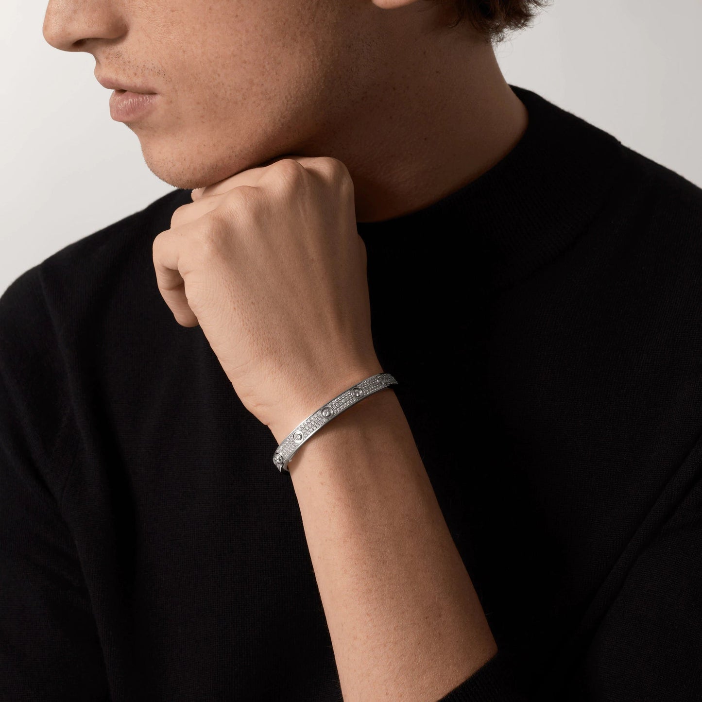 [ゲイル]ラブブレスレット 6.1mm ダイヤモンドパヴェ 10粒 ビッグダイヤモンド