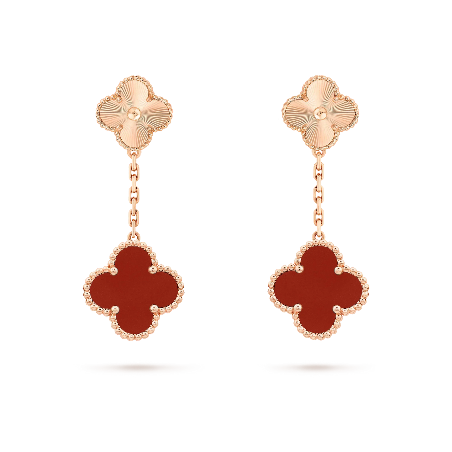 [GALE]CLOVER 2 MOTIF LASER CARNELIAN EARRINGS