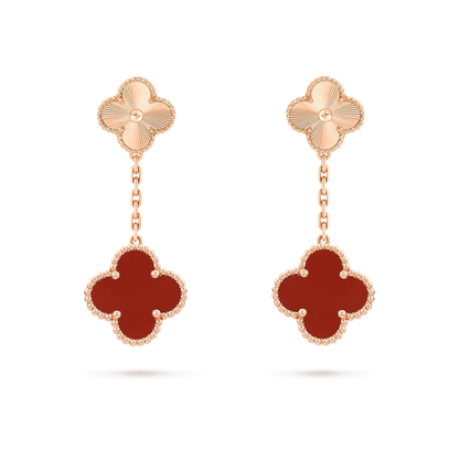 [GALE]CLOVER 2 MOTIF LASER CARNELIAN EARRINGS