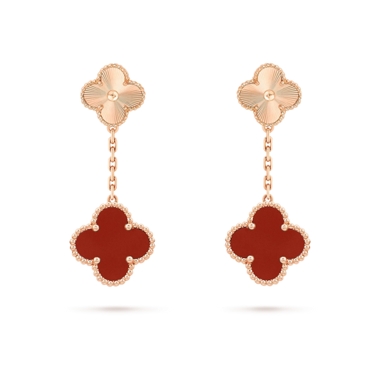 [GALE]CLOVER 2 MOTIF LASER CARNELIAN EARRINGS