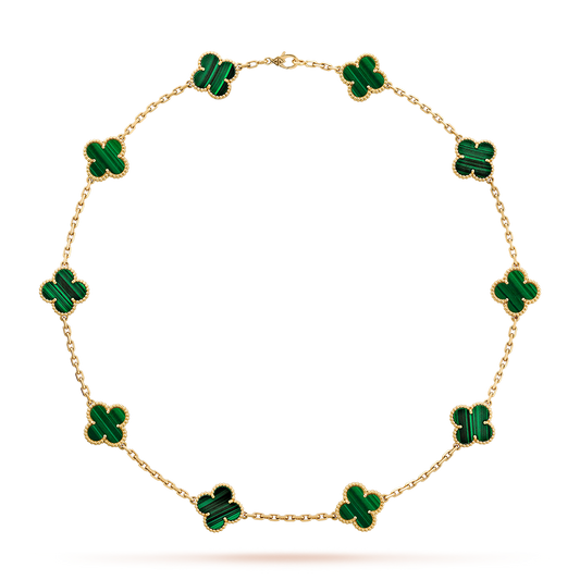 [GALE]CLOVER 10 MOTIFS MALACHITE NECKLACE