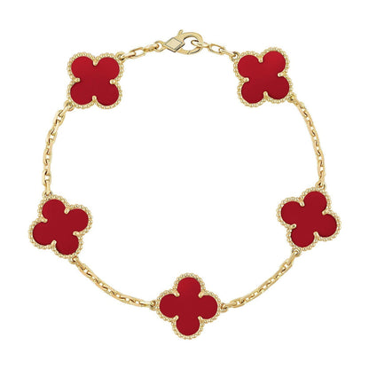 [GALE] CLOVER 5 MOTIF RED CORNELIAN BRACELET COLLECTION