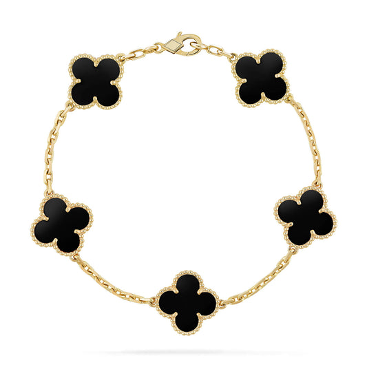 [GALE]CLOVER  5 MOTIFS BLACK ONYX BRACELET