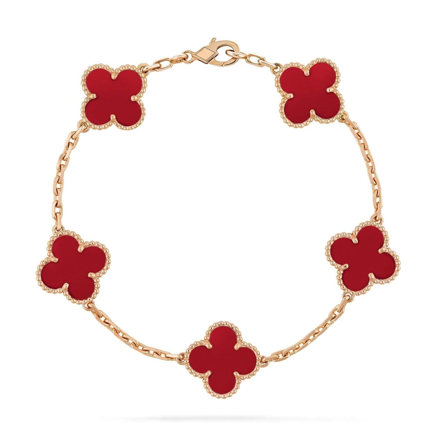 [GALE]CLOVER 5 MOTIFS RED AGATE  BRACELET