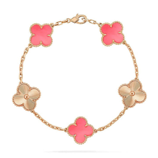 [GALE] Kleeblatt-Armband, 5 Motive, Rosa und Rosagold