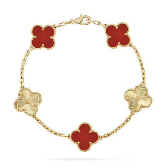 [GALE]CLOVER  5 MOTIFS CARNELIAN GOLD BRACELET