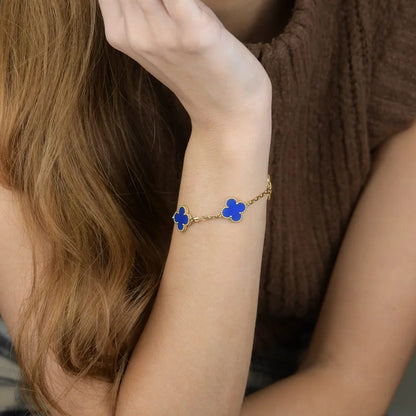[GALE] CLOVER 5 MOTIF BLUE AGATE BRACELET COLLECTION