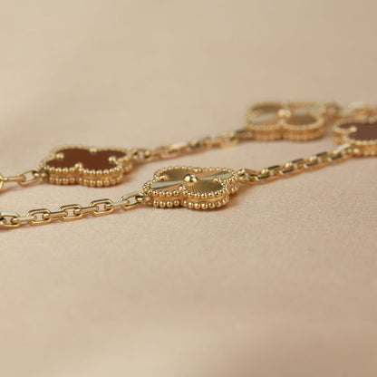 [GALE]クローバー 5モチーフ カーネリアン ゴールドブレスレット