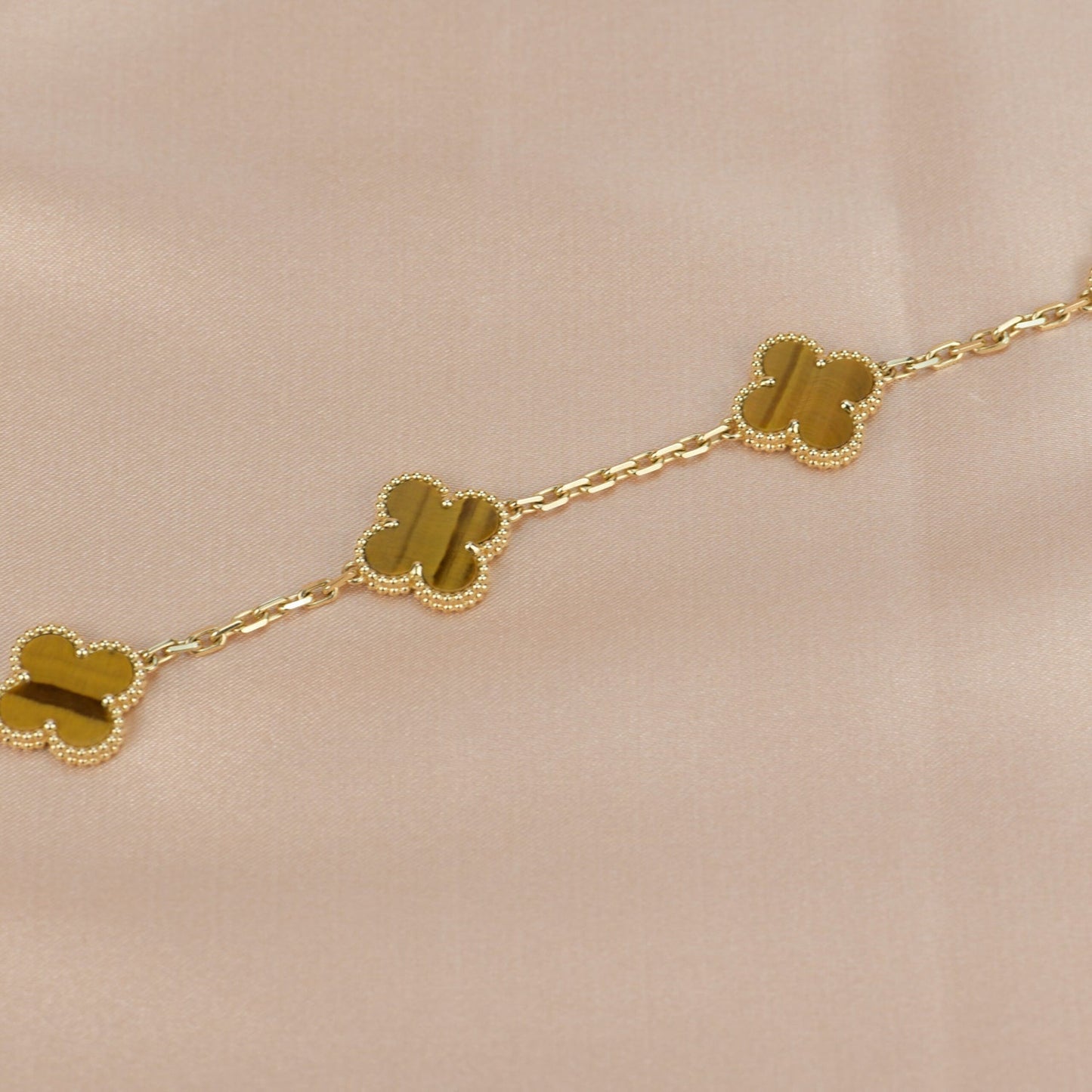[GALE]CLOVER  5 MOTIFS TIGER EYE BRACELET