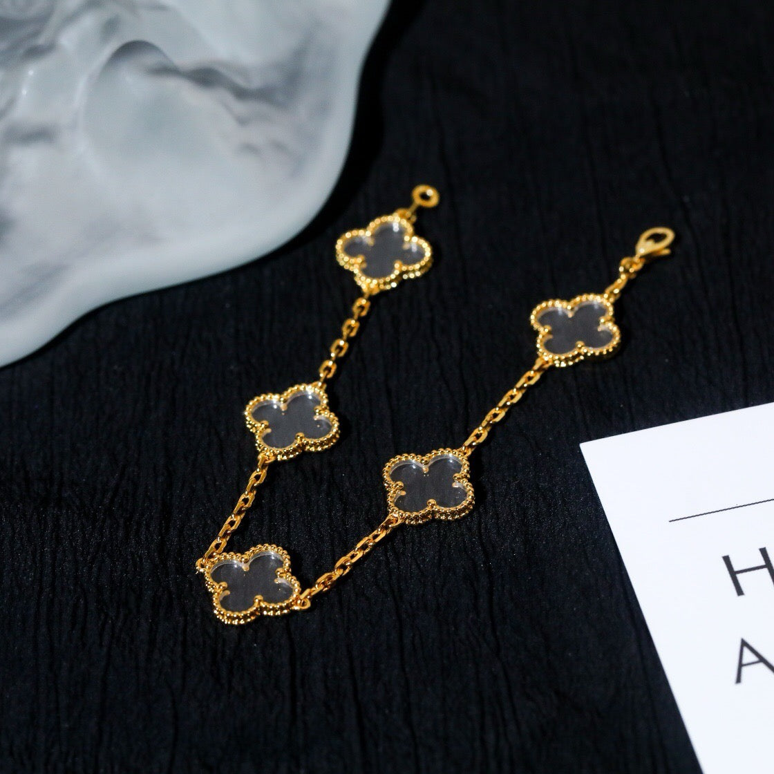 [GALE]CLOVER 5 MOTIF ROCK CRYSTAL BRACELET