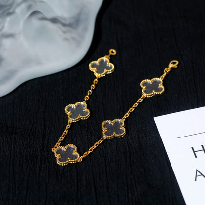 [GALE]CLOVER 5 MOTIF ROCK CRYSTAL ROSA GOLD ARMBAND