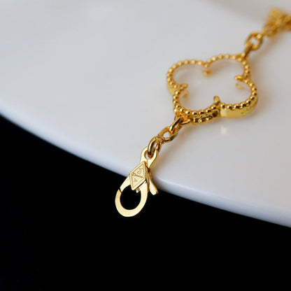 [GALE]CLOVER 5 MOTIF ROCK CRYSTAL ROSA GOLD ARMBAND