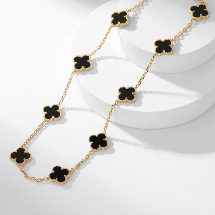 [GALE]CLOVER 10 MOTIFS ONYX NECKLACE