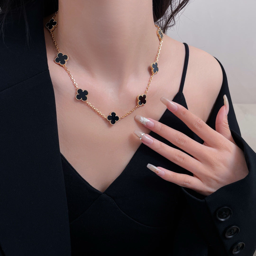 [GALE]CLOVER 10 MOTIFS ONYX NECKLACE