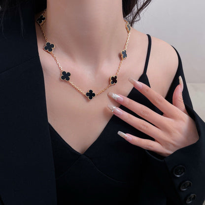 [GALE]CLOVER 10 MOTIFS ONYX NECKLACE