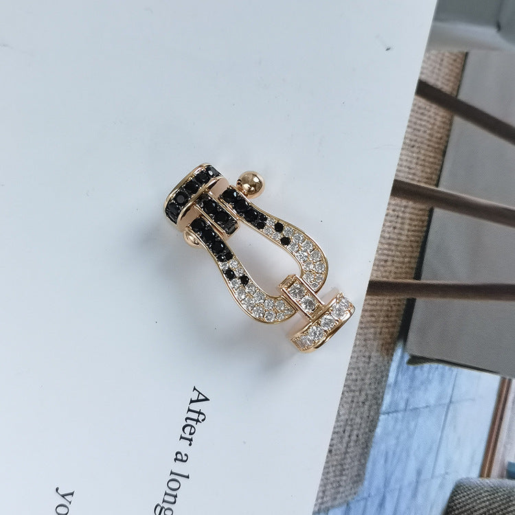 [GALE]FORCE Großes Hufeisen Schwarz Weiß Diamantarmband Silber