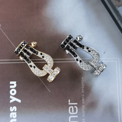 [GALE]FORCE Großes Hufeisen Schwarz Weiß Diamantarmband Silber