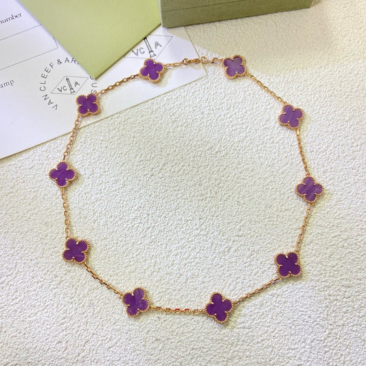 [GALE]CLOVER 10 MOTIFS  PURPLE VIOLET  NECKLACE