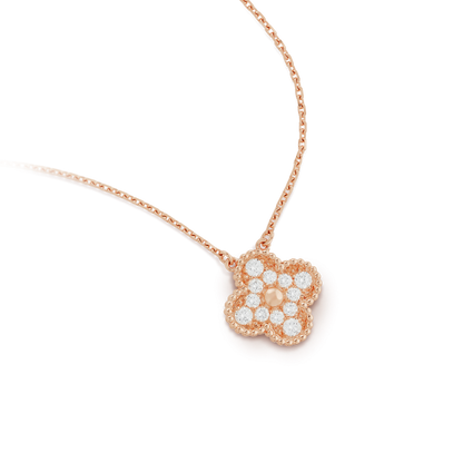 [ゲイル]クローバー 15mm ダイヤモンド シングルフラワーネックレス