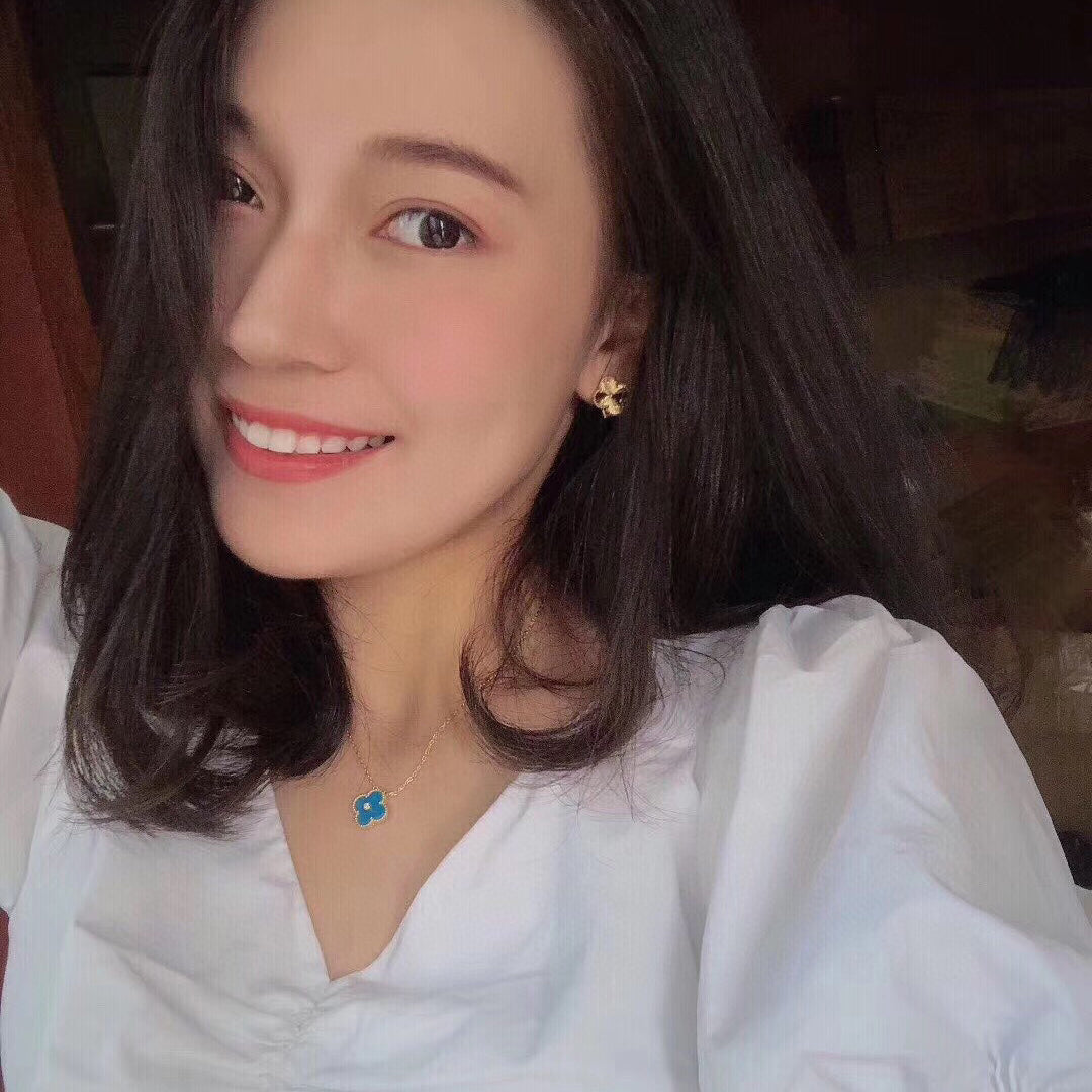 [ゲイル]クローバー 15mm ダイヤモンド＆ブルーアゲートネックレス