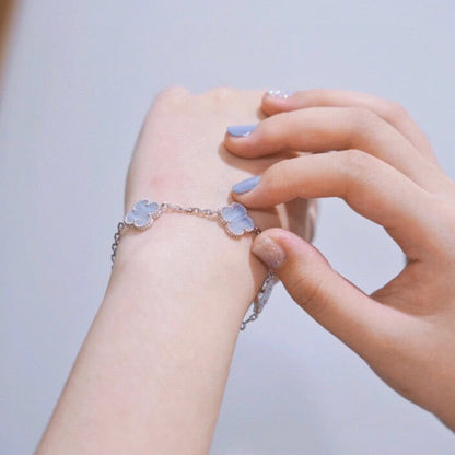 [GALE]CLOVER  5 MOTIF PURPLE CHALCEDONY BRACELET SILVER