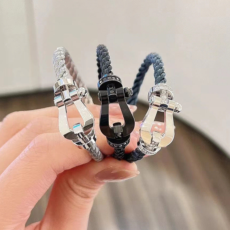 [ゲイル]フォース ラージホースシュー ハーフダイヤモンドブレスレット シルバー